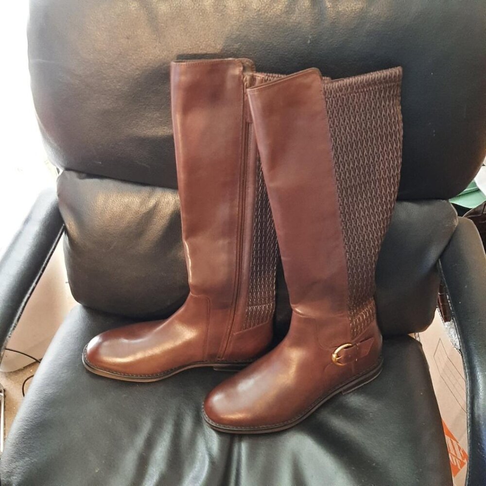 NEW ! Cole Haan Women Clover Stretch Tall Boot Madeira Leather Size 7